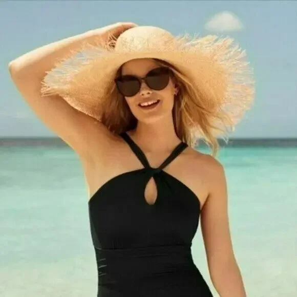 LANDS' END Swimsuit Tankini Womens L Black High Neck To One Shoulder Multi Way - Picture 11 of 13